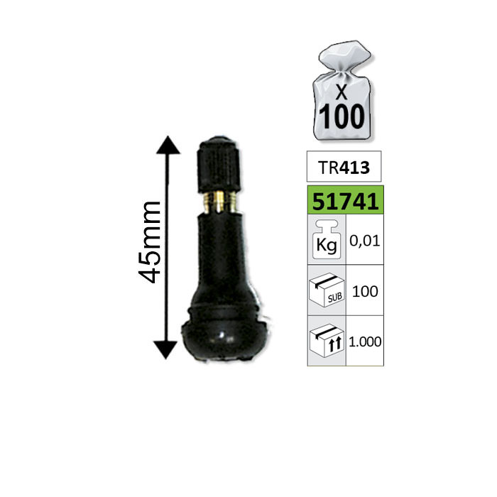 VÁLVULA PARA LLANTAS TR413 45MM 