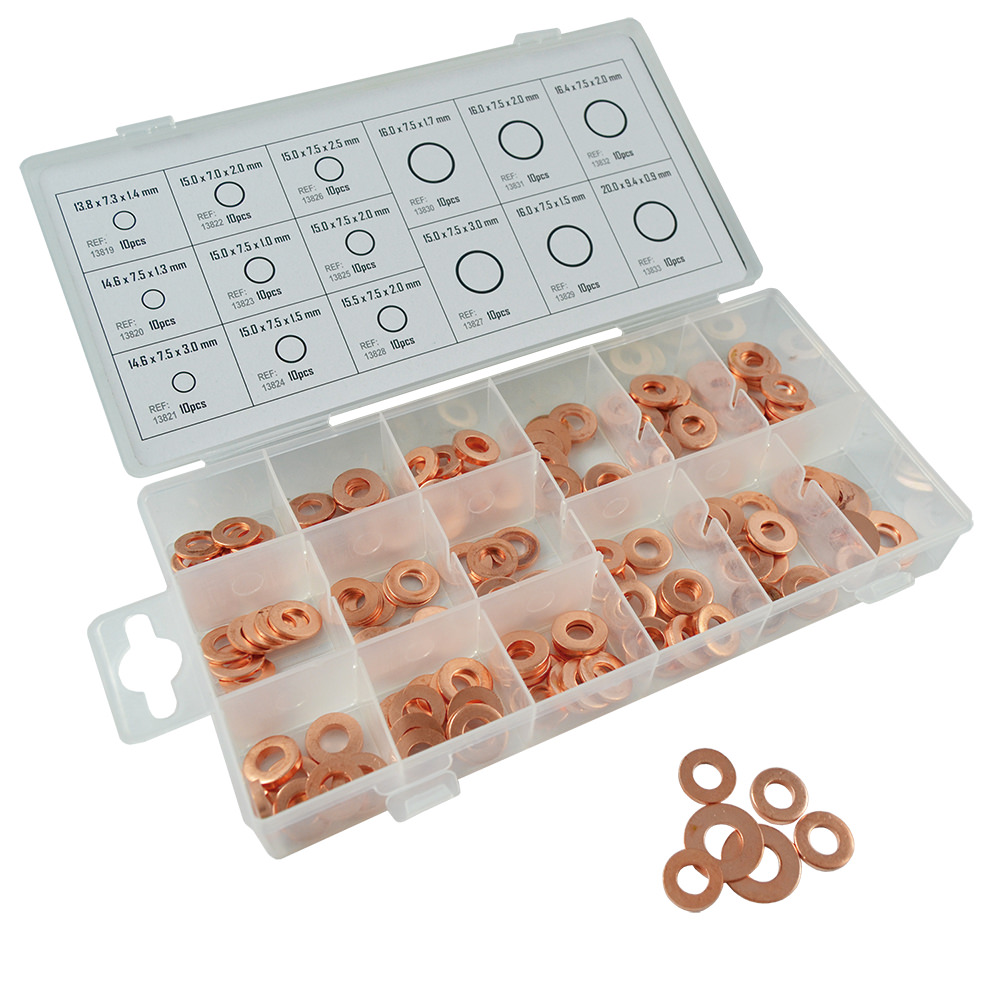 ESTUCHE DE ARANDELAS DE COBRE PARA INYECTOR 150PCS 