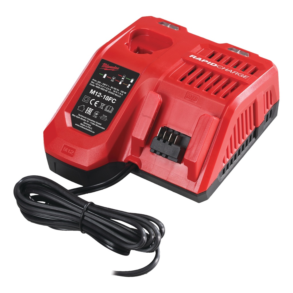 Cargador r pido multivoltaje M12Ú-M18Ú, carga secuencial