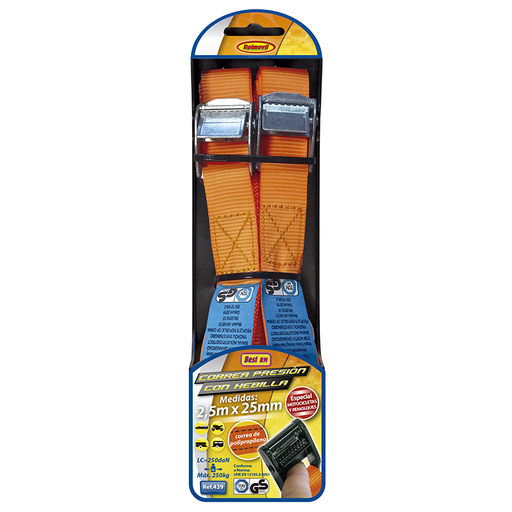 [POO439] SET CORREAS + HEBILLA RETENCION LONG. 2,5m. NORMATIVA EN 12195-2:2000