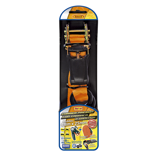 [POO442] CORREA 1" + CARRACA + 2 GANCHOS LONG. 3m. NORMATIVA EN 12195-2:2000 ( 8 )