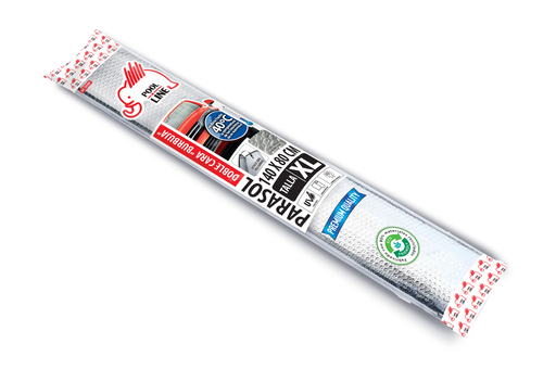 [POO761080] PARASOL ALUMINIZADO HELIOS DOBLE BURBUJA MED. 140 X 80 cm. CON VENTOSAS 
