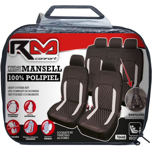 [POO78440] FUNDA INTERIOR 100% POLIPIEL "MANSELL" COLOR NEGRA / GRIS, UNIVERSAL