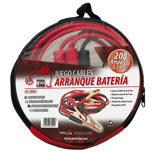 [POOAC708200] JGO.CABLES ARRANQUE 200AMP. COLOR ROJO / NEGRO