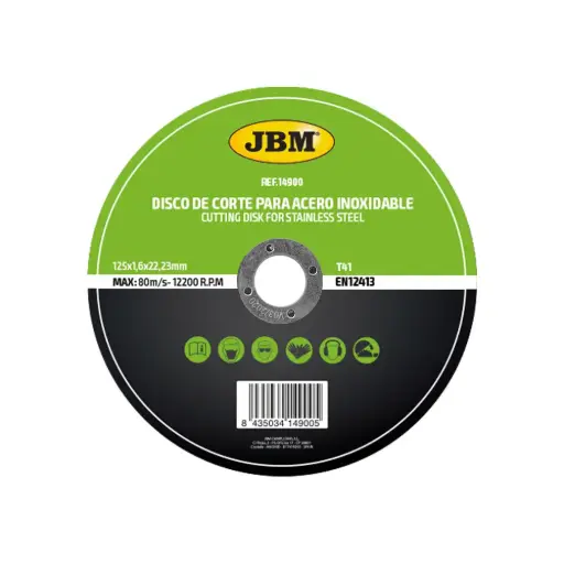 [JBM14900] DISCO DE CORTE T41 PARA ACERO INOXIDABLE 125X1.6MM 