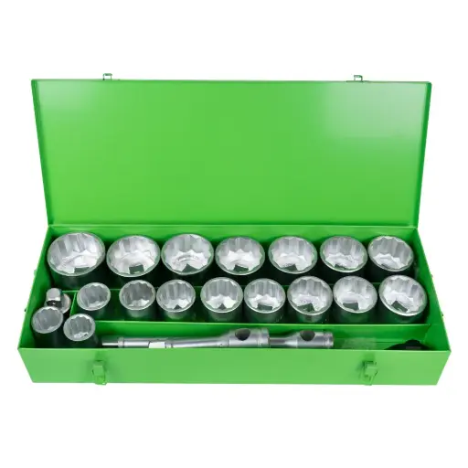 [JBM51855] ESTUCHE METÁLICO DE 21 VASOS DE 12 CANTOS DE 1" CINCADO 