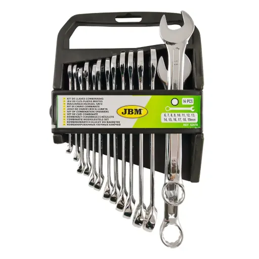 [JBM52970] KIT DE 14 LLAVES COMBINADAS ACABADO BRILLANTE.