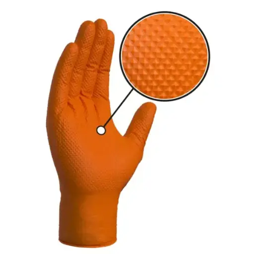 [JBM53996] GUANTES NARANJAS DESECHABLES DE NITRILO T:M 7,0MIL (100 UDS.) TEXTURA DIAMANTE 