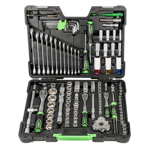 [JBM54082] MALETÍN DE HERRAMIENTAS DE 132 PIEZAS CON VASOS HEXAGONALES 1/2", 1/4" Y 3/8" CINCADO