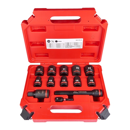 [MIL4932480456] Estuche de 13 piezas de vasos cortos Shockwave de 1/2"